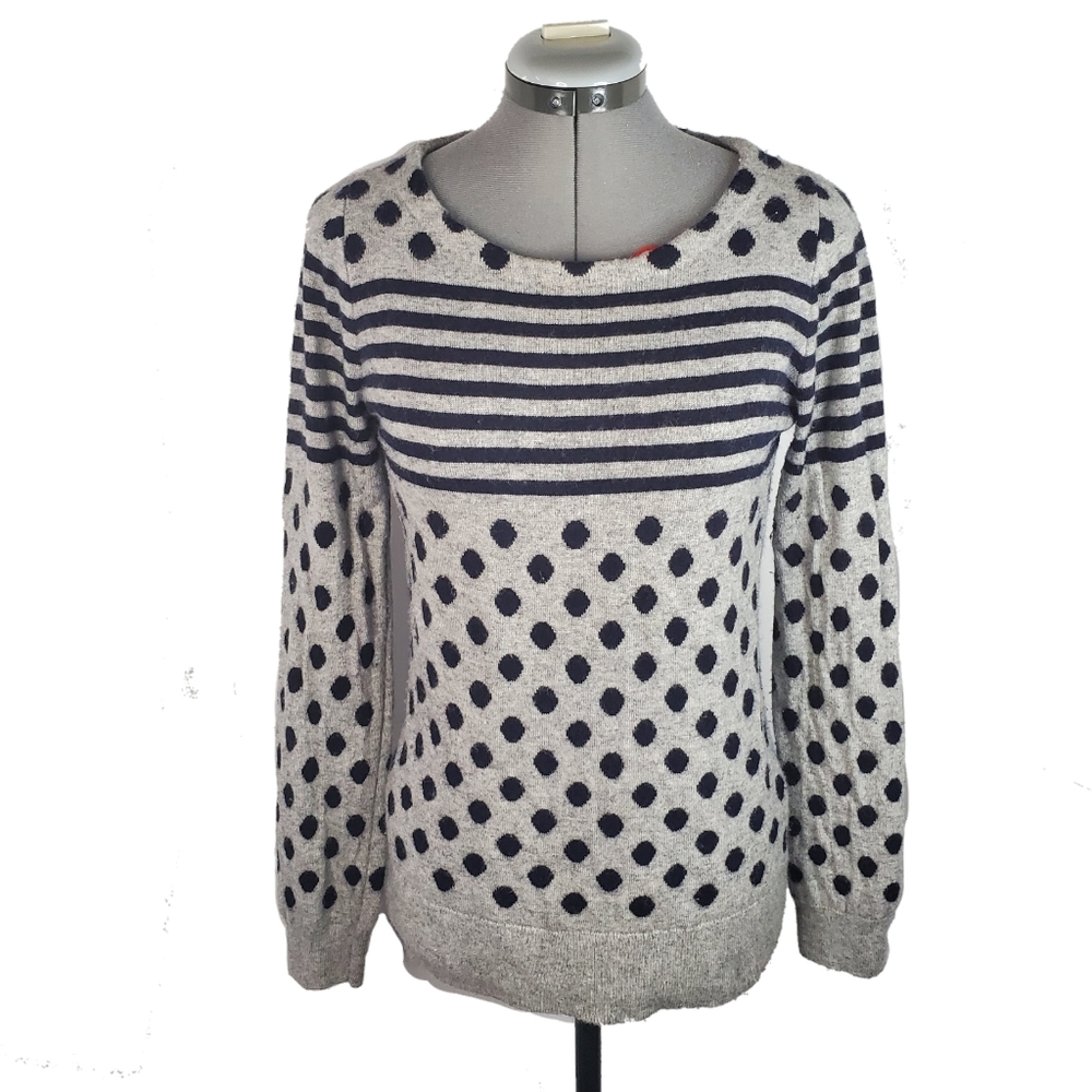 J Crew Women Merino Sweater Pullover Navy Gray